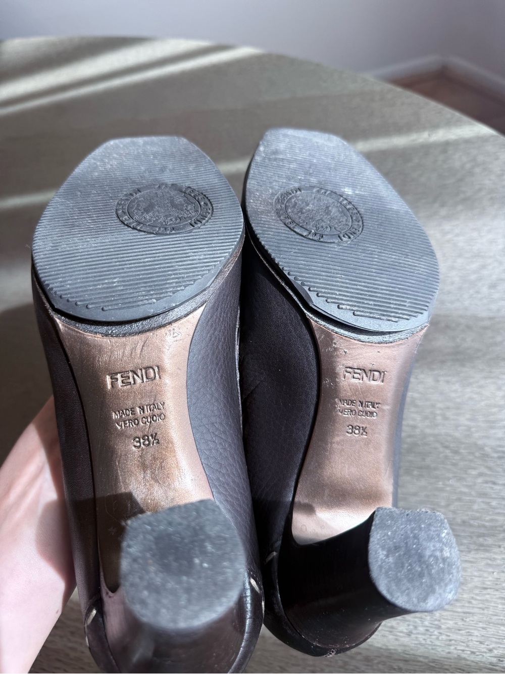 Fendi Selleria Vintage Brown Leather Heels – Size 38.5 - Picture 7 of 10